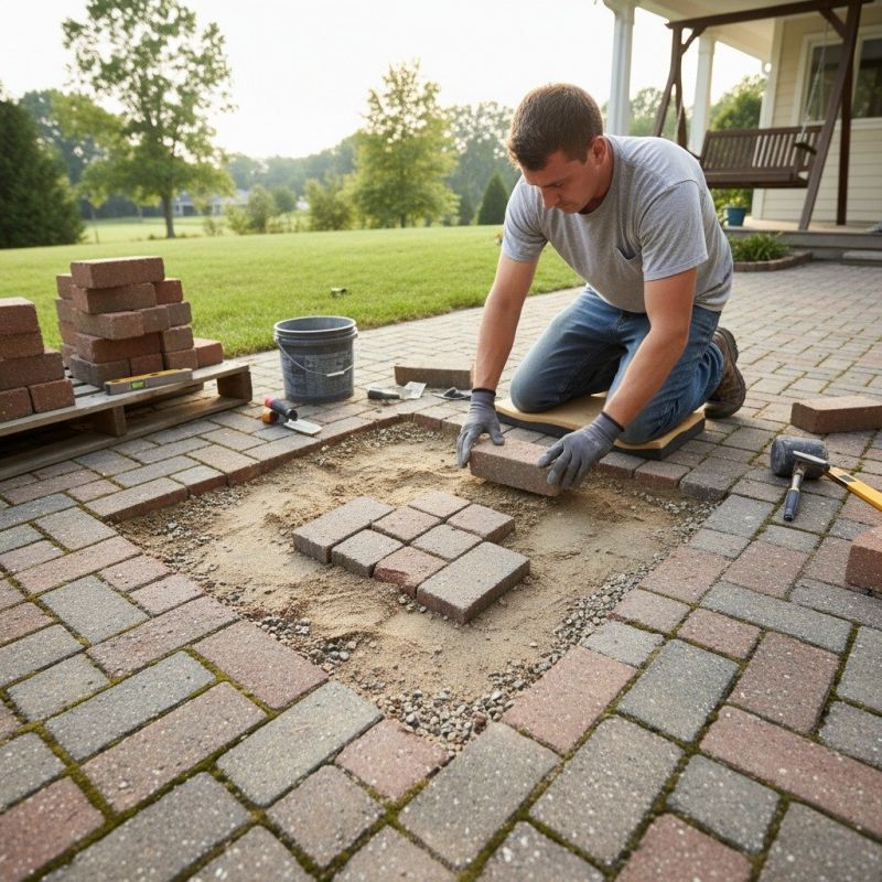 Local Patio Paver Staining pros at work