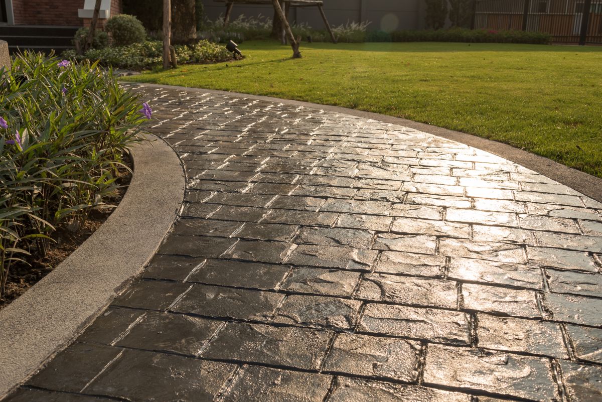 Stained Paver Pathway